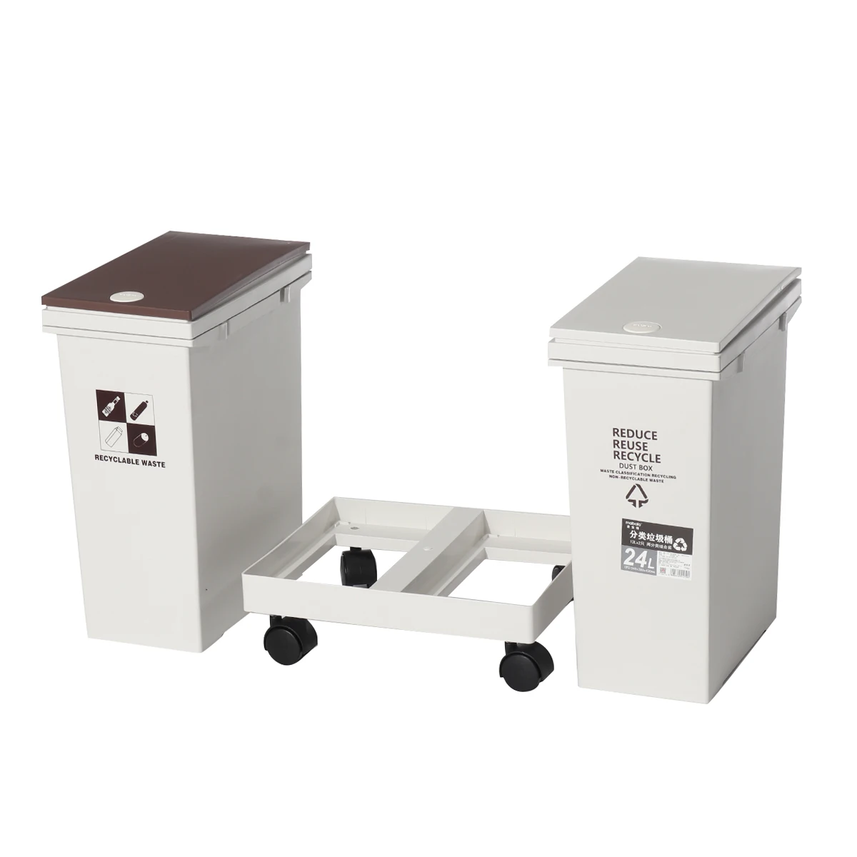 Kitchen Sorting Push-Button Waste Bin Corner Garbage Bucket Floor Standing Wet Dry Sorted Trash Can With Wheels 24/36L | Дом и сад