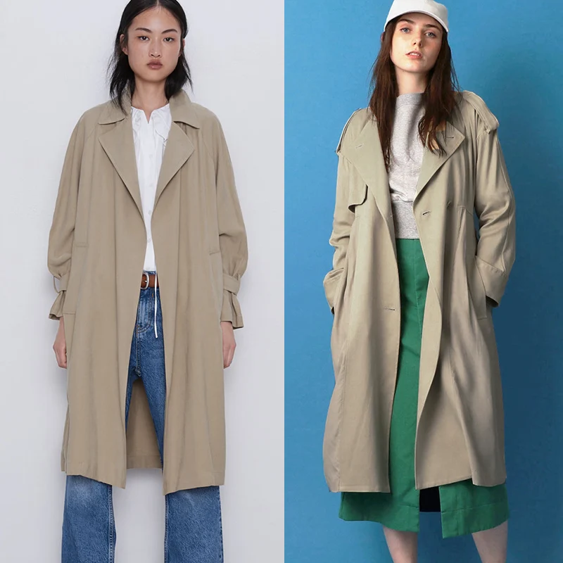 Шерстяная Ветровка из однониточной ткани светло-хаки эластичной для осени