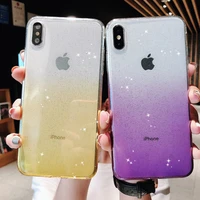 glitter rainbow gradient color case for iphone x xr xs 11 pro max 8 7 6 6s plus sparkle transparent soft silicone tpu back cover