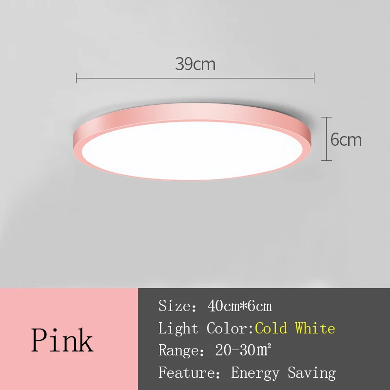 Pink Cover 39cm Современный светодиодный потолочный светильник, AC165-265V потолочный светильник, круглый подвесной светильник для гостиной, светильник для дома - Цвет корпуса: Pink Cover 39cm