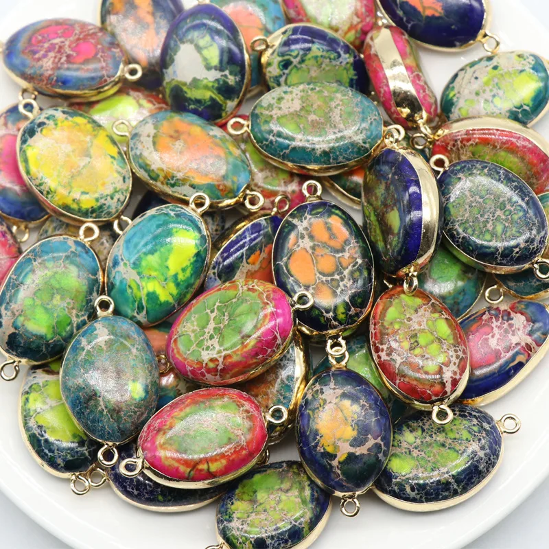 Натуральный камень Императорский нерегулярный двойной кулон ручная работа