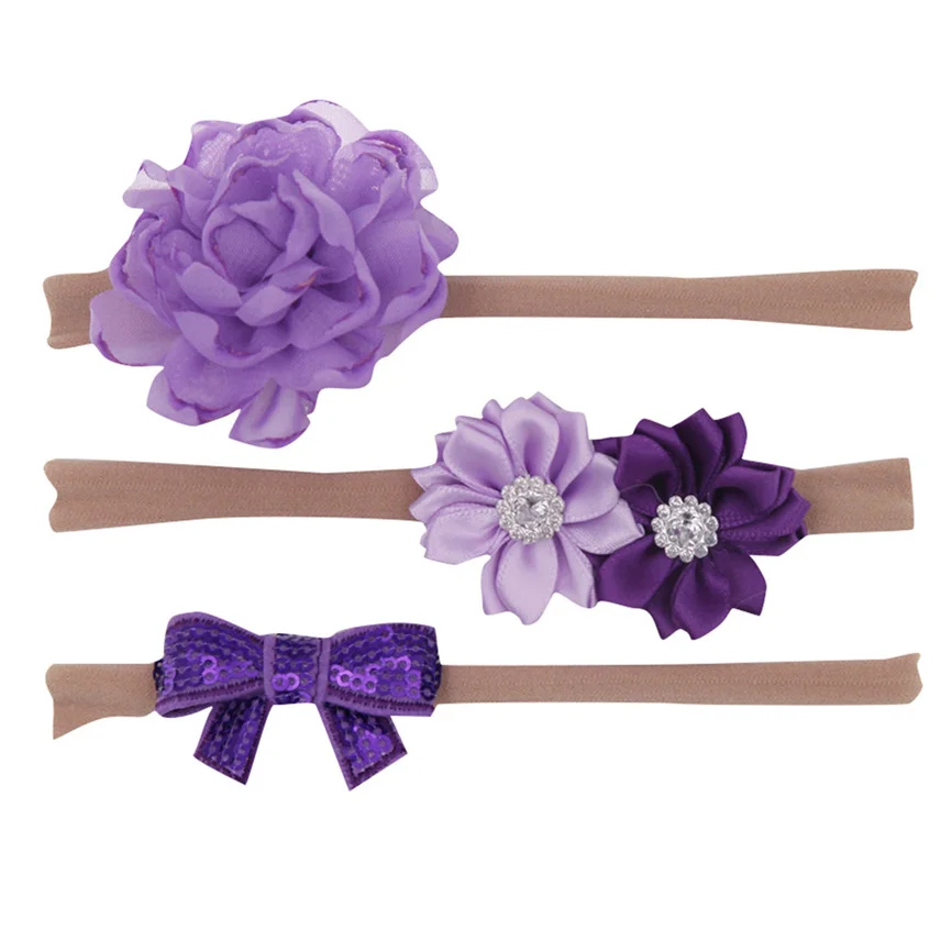 Повязка на голову для маленьких девочек с цветочным принтом 3 шт. эластичная