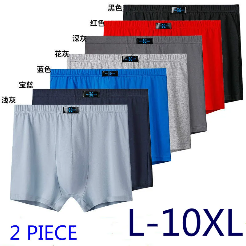 

10XL-XL Plus Men Underwear Male boxer Solid Panties Shorts Men's Cotton Underpants Breathable Intimate Man boxers Large Size A17