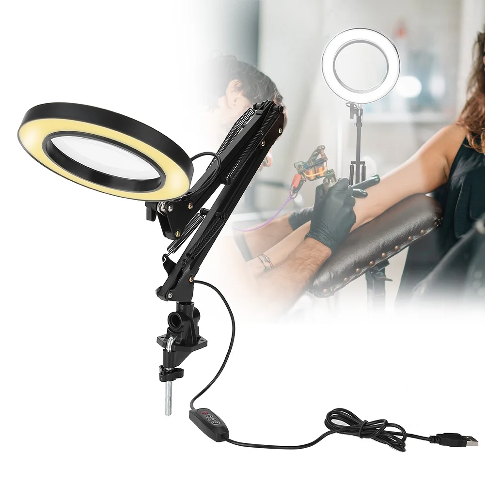 Foldable 8W USB LED Table Lamp Dimming Desk Reading Light with 5X Large Magnifying Glass Magnifier Nail Beauty | Красота и здоровье