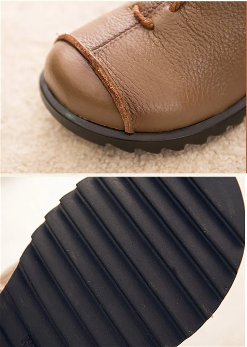 UPUPER Genuine Leather Women's Shoes Handmade Moccasins Shoes Women Booties High Quality Winter Shoes Warm Leather Ankle Boots