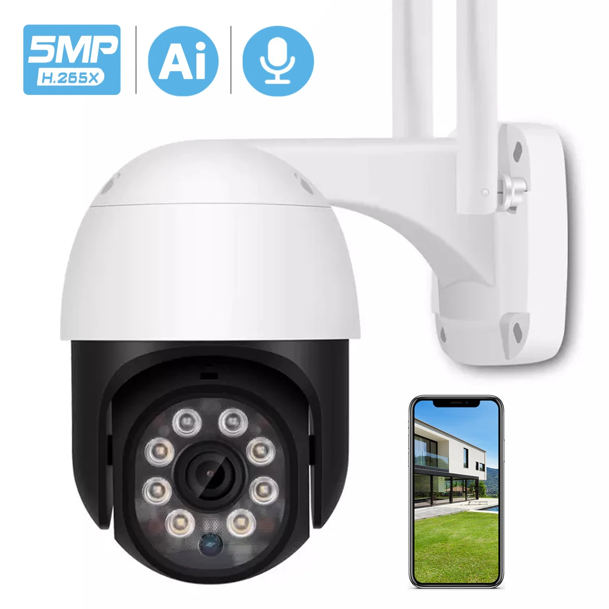 

IP-камера наружная, 5 МП, HD, PTZ, Wi-Fi, 1080P, ночное видение