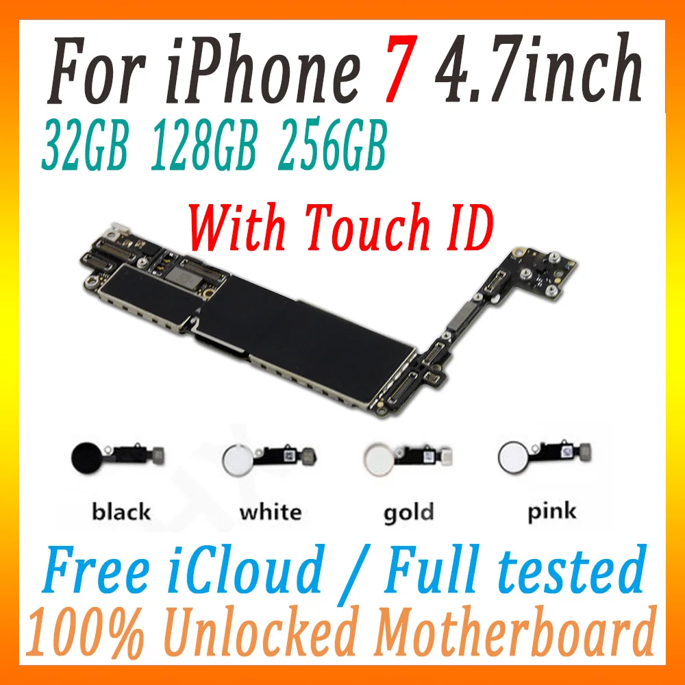 Заводская Разблокировка для iphone 7 4,7 дюймов материнская плата, хорошо протестирована для iphone 7 с/без Touch ID Материнские платы с системой IOS