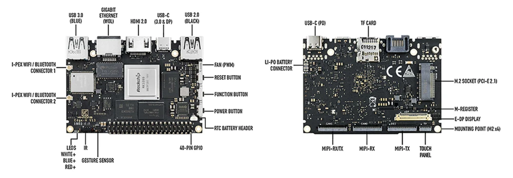Rockchip RK3399 8 бит STM8S003 с программируемым EEPROM Khadas Edge-V Базовая макетная плата