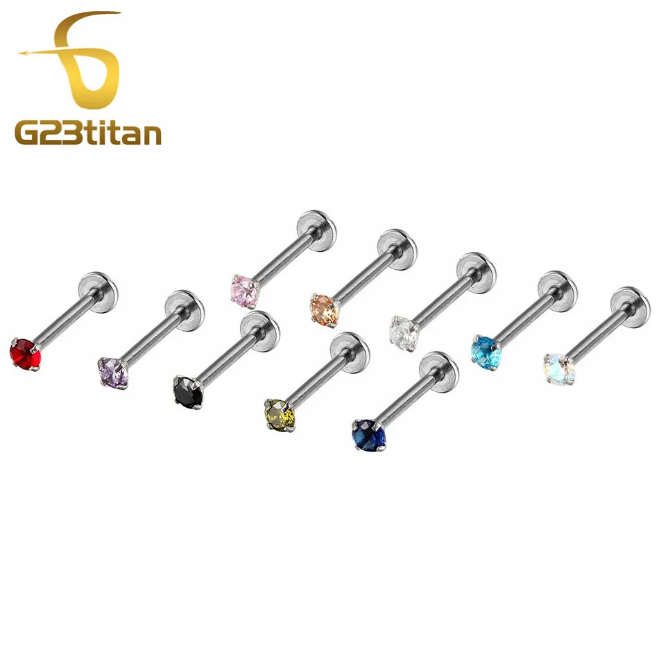 Кольцо G23titan для губ из нержавеющей стали с белым цирконом ювелирное изделие