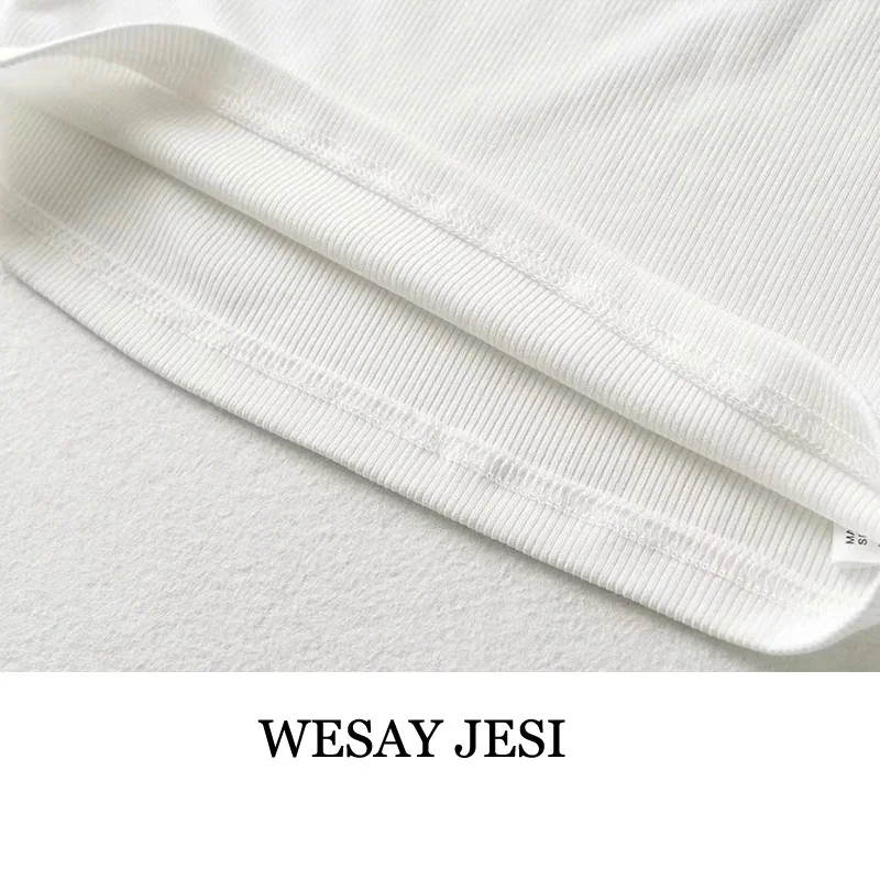 

WESAY JESI 2021 Summer Women's New Style Vest Sleeveless Open-Line Solid Color Round Neck Short Cropped Slim Casual Top