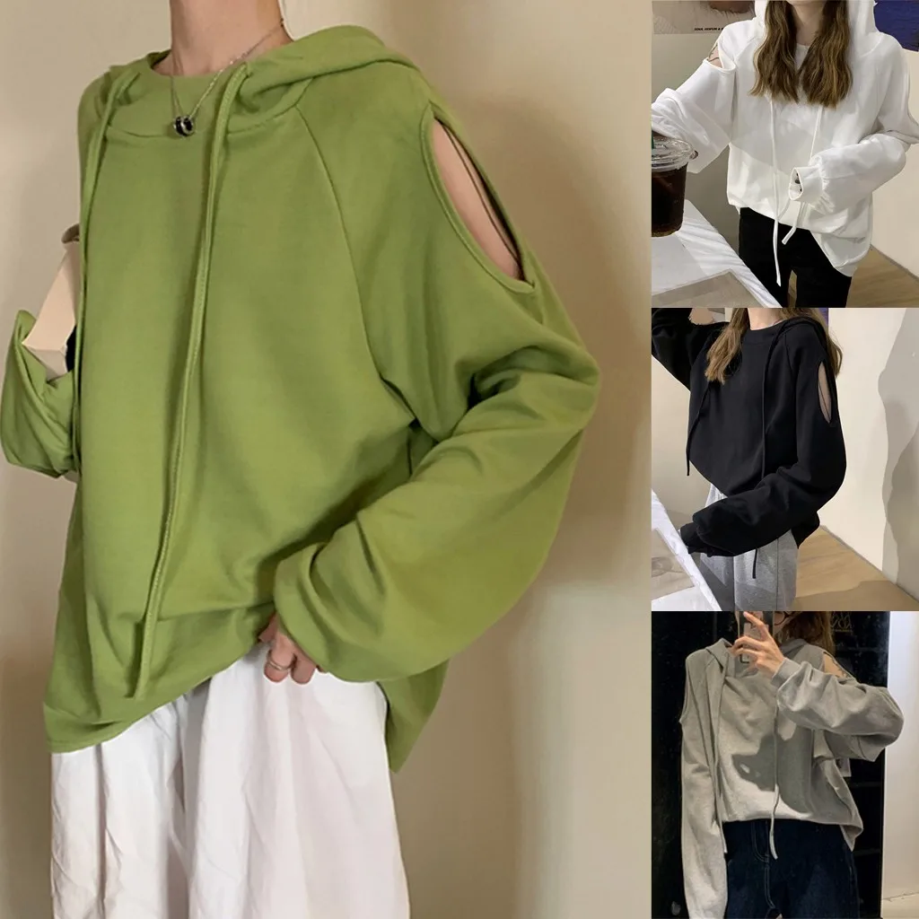 Женские толстовки с капюшоном и открытыми плечами осень 2019 женские длинные