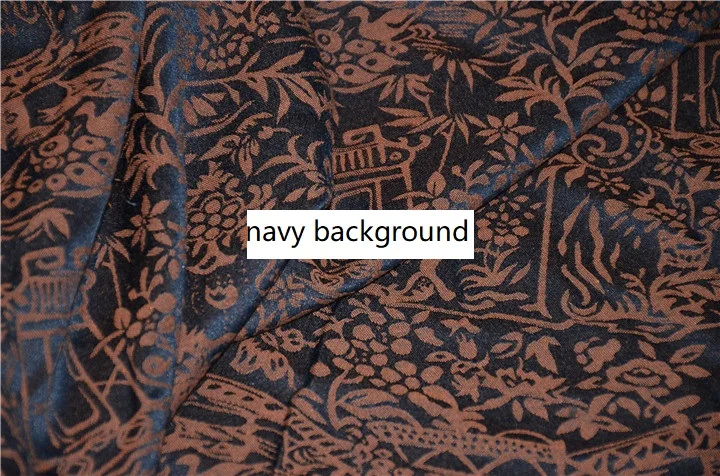 Бесплатная доставка 100% ткань из жаккардовой вискозы темно-синий фон с цветами