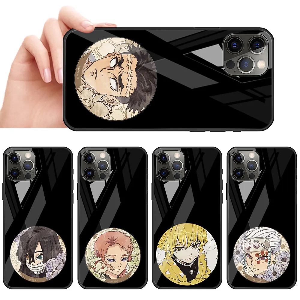 

Demon Slayer Glass Cell Phone Case For iPhone 11 12 Mini 13 Pro Max 7 8 Plus X XR XS 6 6s SE 2020 Cover Coque