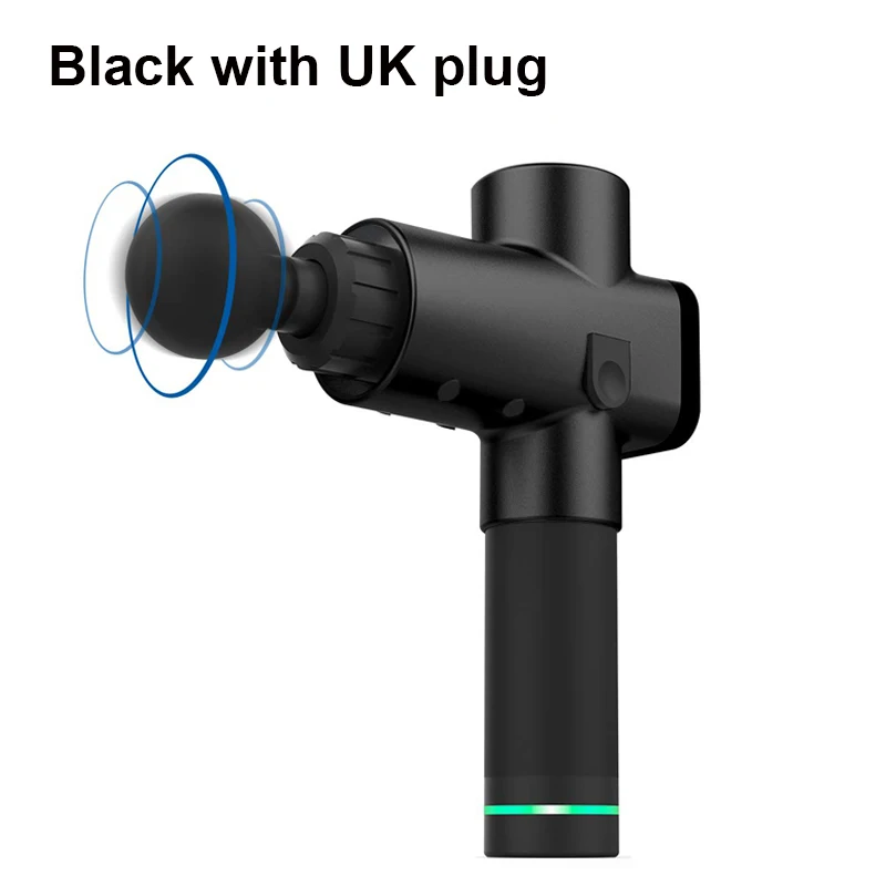 black with UK plug Лечебный массаж Пистолеты 3 шестерни мышечный массажер Боль спортивные мышцы Вибрационный расслабляющий машина расслабиться похудения сброса 4 головки - Цвет: black with UK plug
