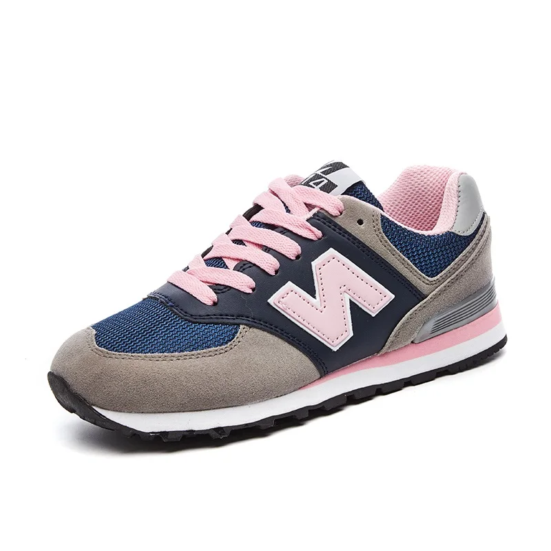 Gray pink 558 Осенние кроссовки на платформе со шнуровкой; женская уличная дышащая обувь на плоской подошве; удобная повседневная обувь для женщин; tenis feminino - Цвет: Gray pink 558