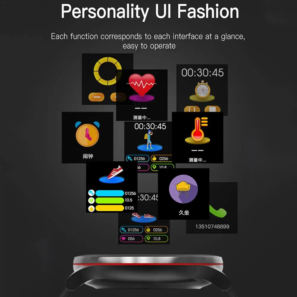 IP67 Waterproof Full Touch Screen Smart Watch Wireless Bluetooth Health Monitoring Sports Bracelet With 1.3-inch IPS Color Scree