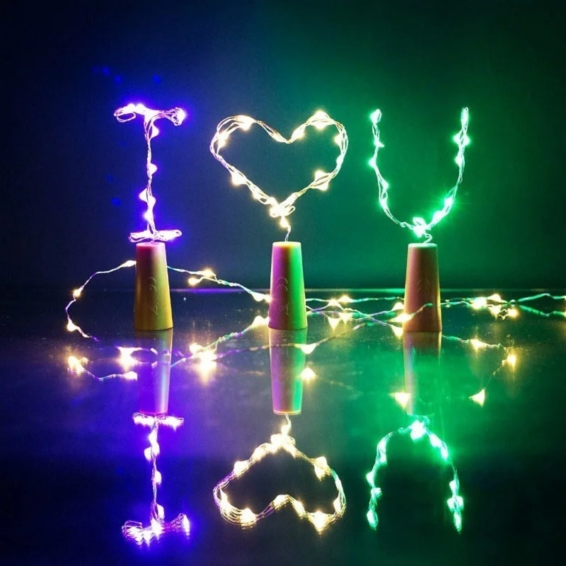 9 цветов Лампа для бутылки вина 2 м 20 led в форме пробки батарея медная проволока