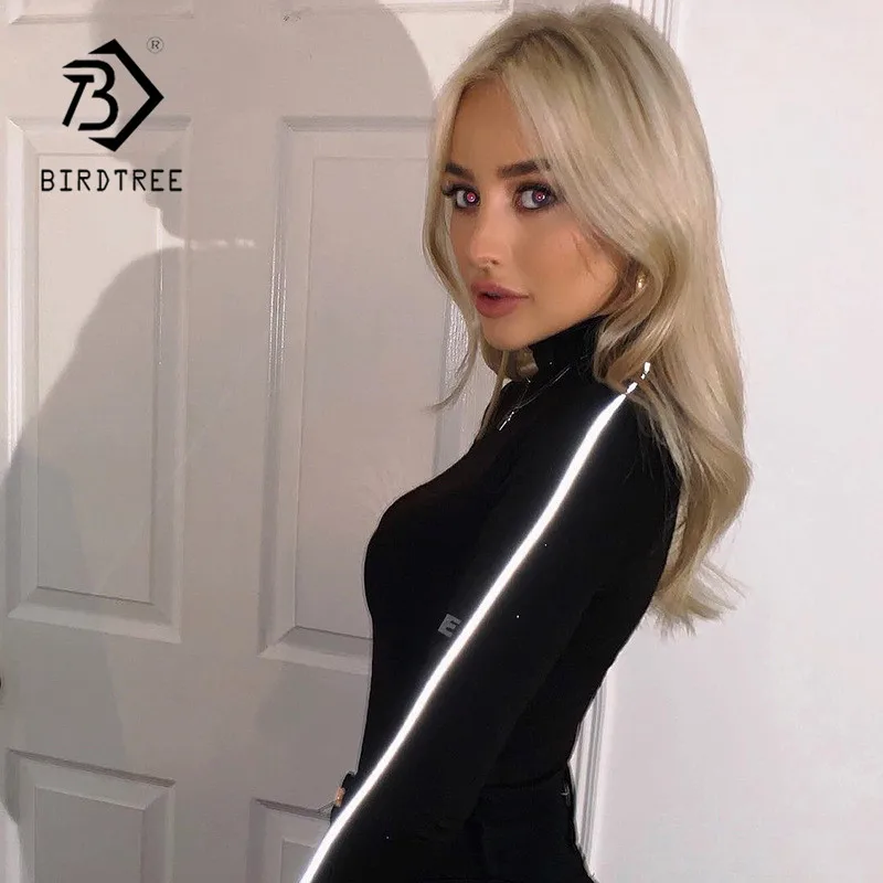 Новый Блестящий светоотражающий женский боди сексуальный облегающий с высоким