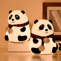 led panda silicone lamp usb charging colorful pat night light bedroom bedside childrens cartoon night light kids gift