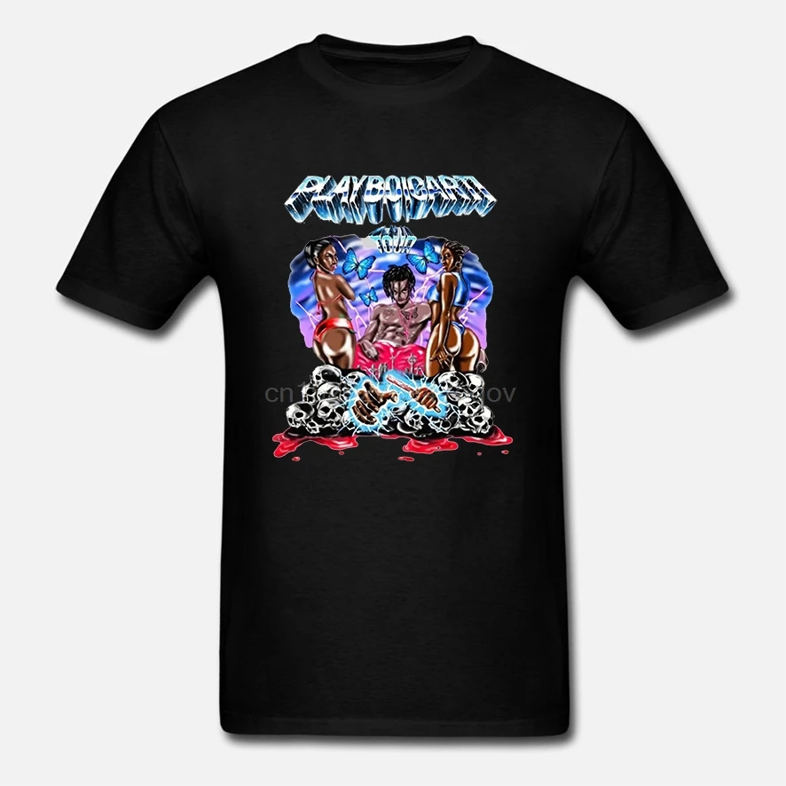 177 Playboi Carti Tour Magnolia Rap Tee белая футболка в стиле хип хоп|Мужские футболки| |