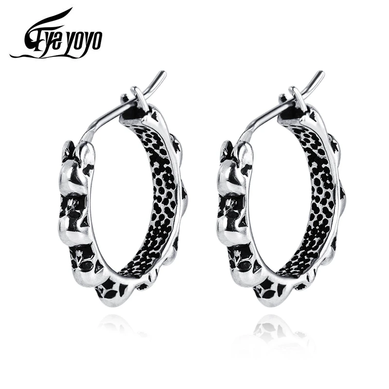 EyeYoYo серьги унисекс в стиле панк с черепом готические кольца из нержавеющей стали