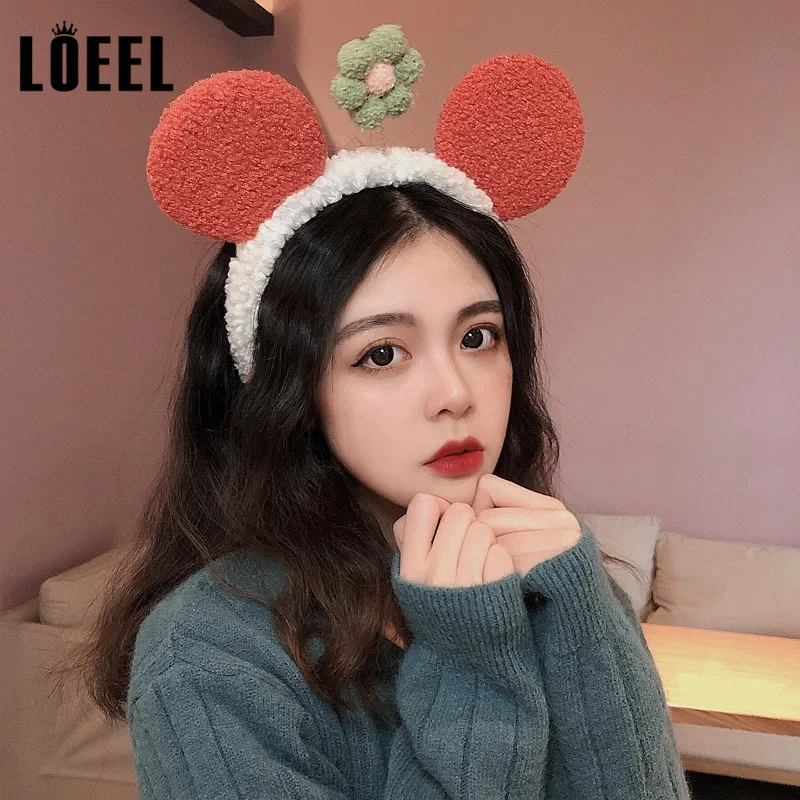 Обруч для волос Женский с ушками медведя нескользящий