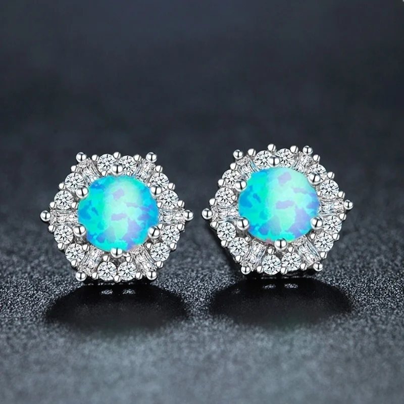 Модные женские серьги 2021 винтажные синие/белые гвоздики с имитацией огненного