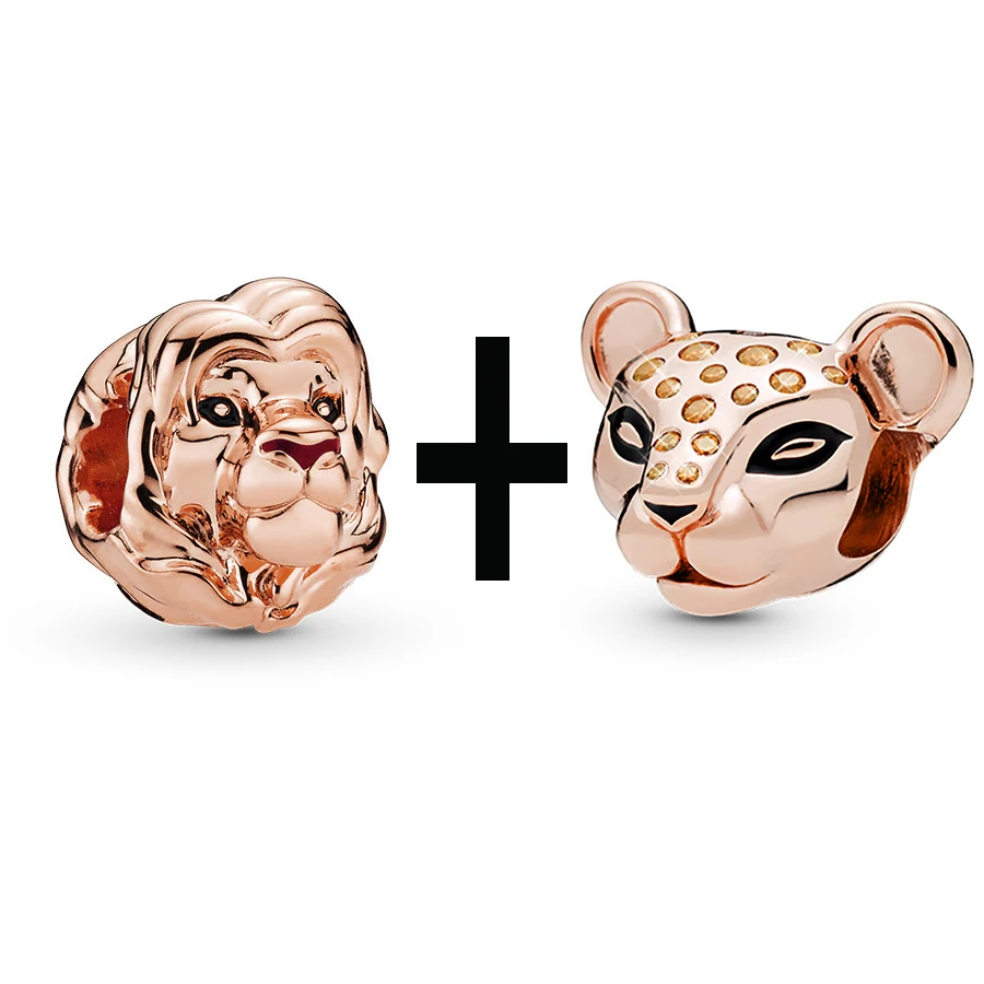 Buipoey подвеска в виде листьев розового золота лося Свен Король Лев Simba браслет и