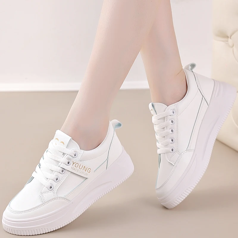 

New Women Sneakers 2021 Spring Women's Mesh Breathable Vulcanized Shoes Fashion Comfortable Lace-up White Women Casual Shoes