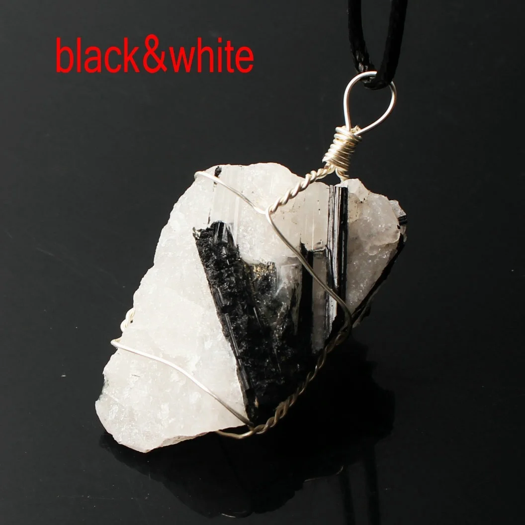 tourmaline with rope 1 шт чакра кварц натуральный образец кристаллического минерала грубая нерегулярная подвеска ручной работы драгоценный камень с бесплатной веревкой - Цвет: tourmaline with rope