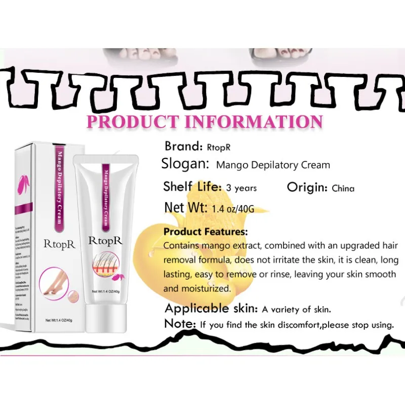 Манго Крем Для Депиляции Тела безболезненный эффективный крем для удаления