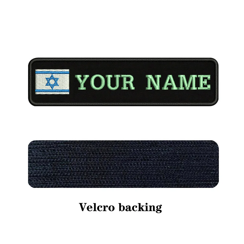 Light blue-Velcro На заказ Вышивка Флаг Израиль имя заплатка с текстом 10 см* 2,5 см значок Утюг на или липучке Подложка для одежды брюки рюкзак шляпа - Цвет: Light blue-Velcro