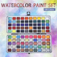 professional 507290100 solid color aquarela basic metal set neon glitter watercolor paint to draw art painting sources