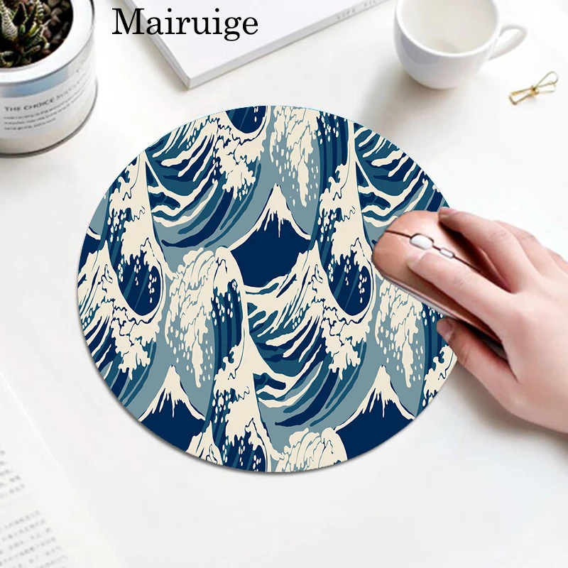 

MRGLZY Waterproof Cartoon Round Mouse Pad Locking Retro Creative Personality Wave Thickening Japanese Office Game Pad