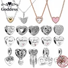 Бусины-шармы серебряные в форме сердца, для браслетов Pandora