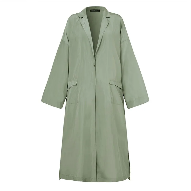 

S-5XL ZANZEA Stylish Women Long Sleeve Long Jackets 2021 Autumn Windbreaker Casual Lapel Neck Thin Coats Office Ladies Outwear