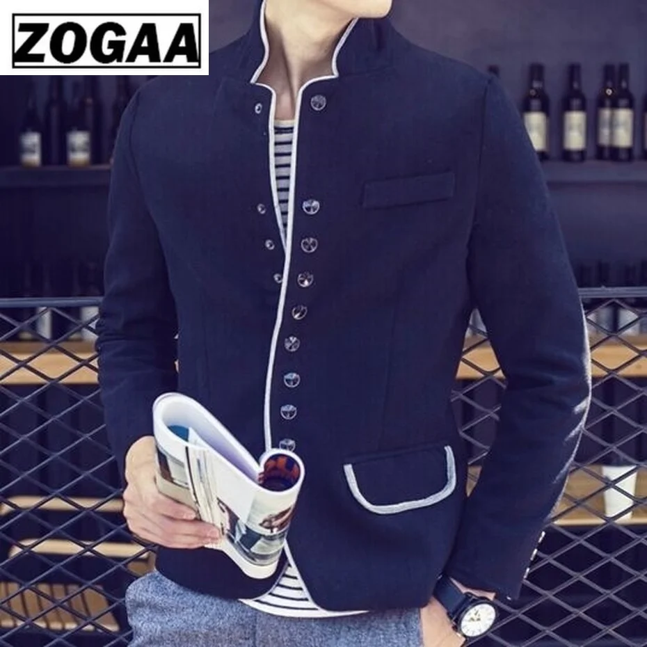 ZOGAA мужские повседневные куртки пальто приталенный Блейзер костюмы для мужчин