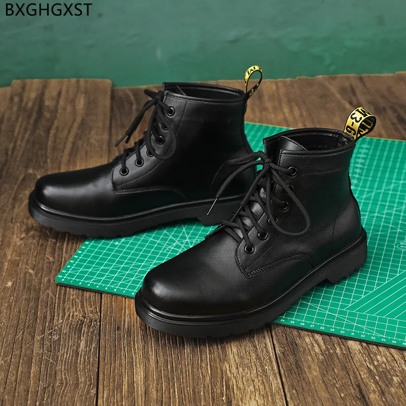 

Designer Outdoor Shoes Men Casual Shoes Black Leather Boots Men Martin Boots for Men Male Ankle Boots Man Chaussure Homme Sapato