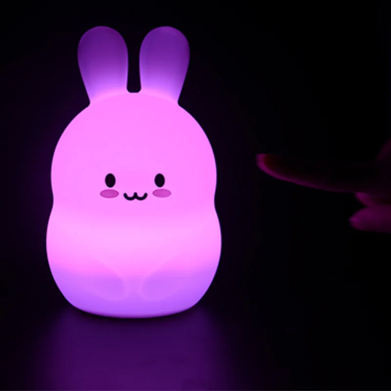 

Big Colorful Kawai Rabbit Light Led Lamp For Bedroom Room Decorations Valentines Day Gifts Easter Bunny Baby USB Charging