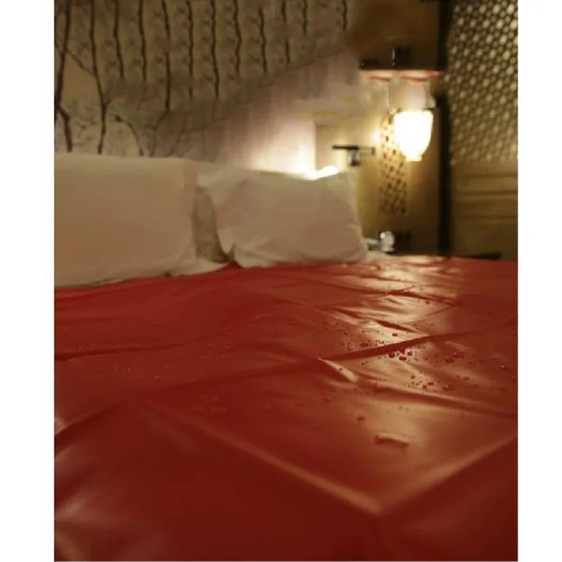 Red Waterproof Adult Bed Sheets Sex PVC Vinyl Mattress Cover Allergy Relief Bed Bug Hypoallergenic Sabanas De Algodon Para Cama
