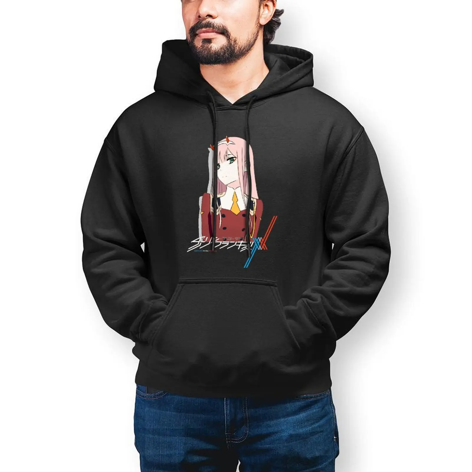 

Зимние хлопковые толстовки с капюшоном Zero Two, красивый свободный длинный пуловер с капюшоном, Мужская толстовка XXXL