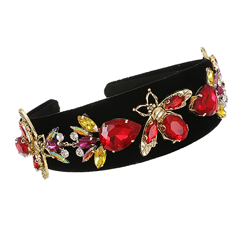 

Повязка на голову ZHINI в стиле бохо для женщин, винтажная красная лента с кристаллами, Золотая Пчела, аксессуары для волос, массивное Ювелирное Украшение в подарок