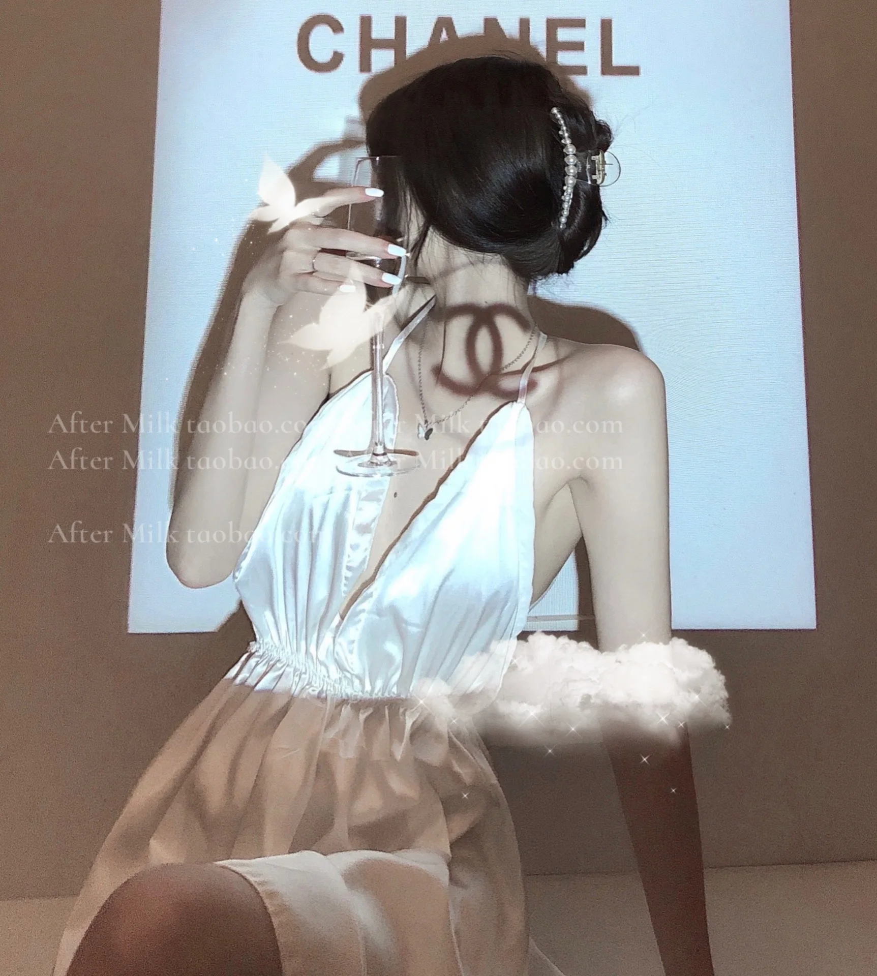 Ночная сорочка с глубоким v-образным вырезом сексуальная шелковая одежда для сна