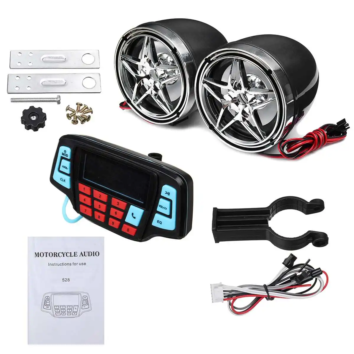Мотоцикл аудио Радио стерео звуковая система стерео колонки FM USB TF bluetooth MP3 плеер ЖК-дисплей водонепроницаемый