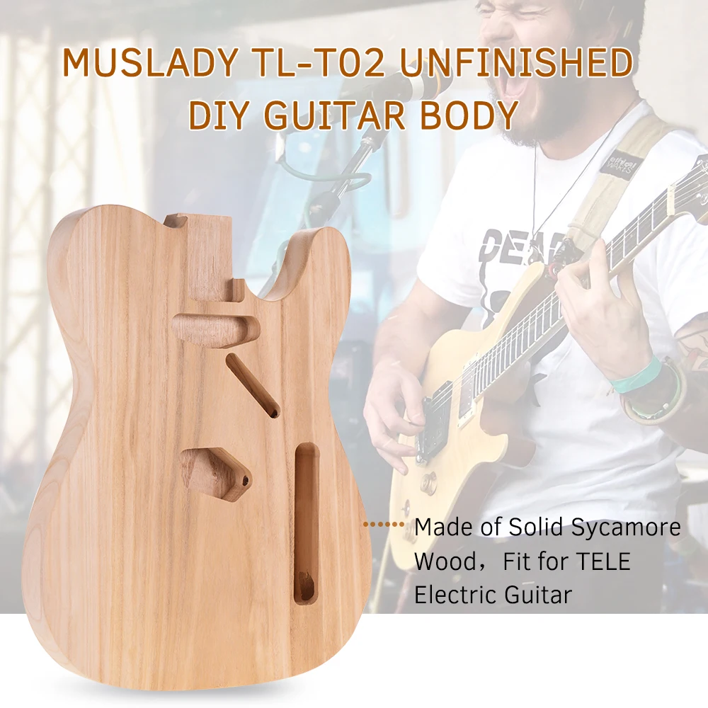 

Muslady TL-T02 DIY Sycamore Wood Blank Guitar Barrel Unfinished Quality Guitar Body for TELE Style Electric Guitars Accessories