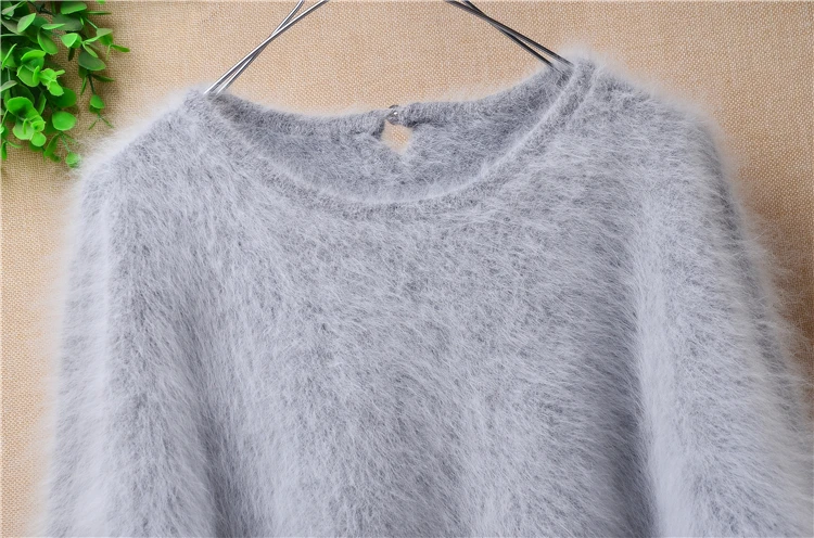 Повседневный модный Женский пушистый кашемировый вязаный пуловер с длинными