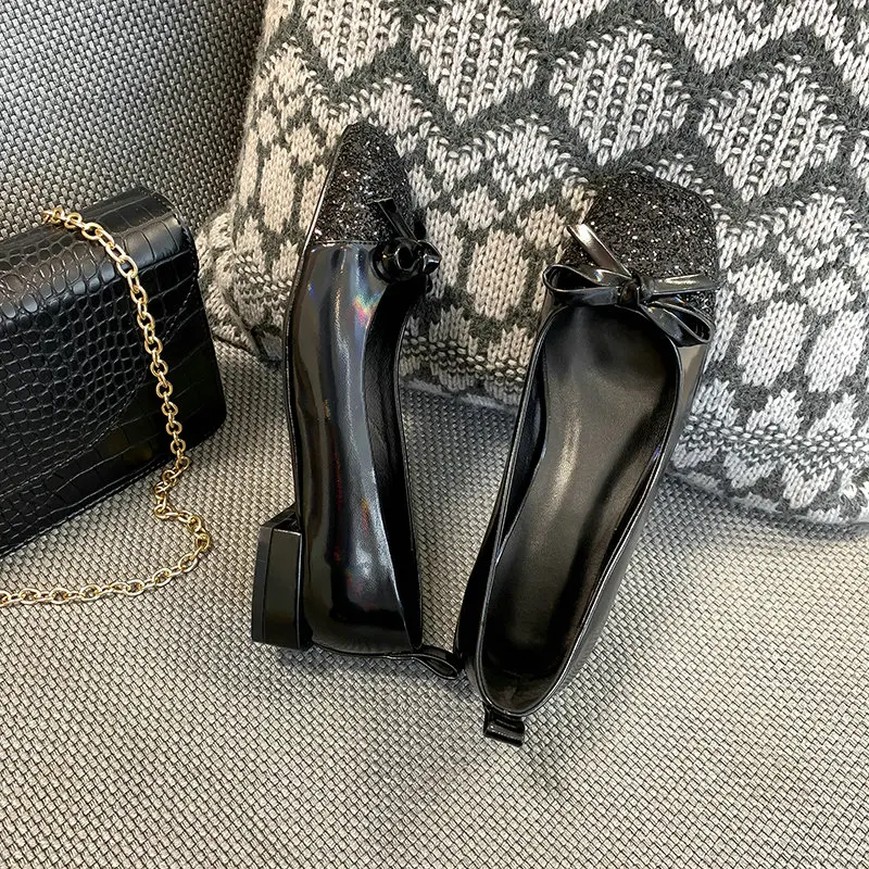 

2021 New Superfine Fiber Casual Slip on Women Pumps Square Toe Women Shoes Fashion Square High Heel Ladies Shoes Size34-43