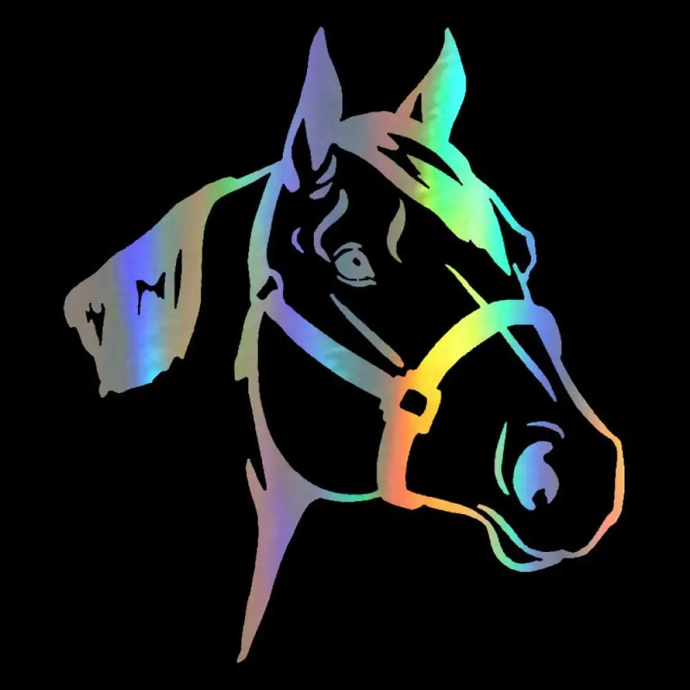

Laser Car Sticker Horse Head Animal Car Decoration 14*12.4cm