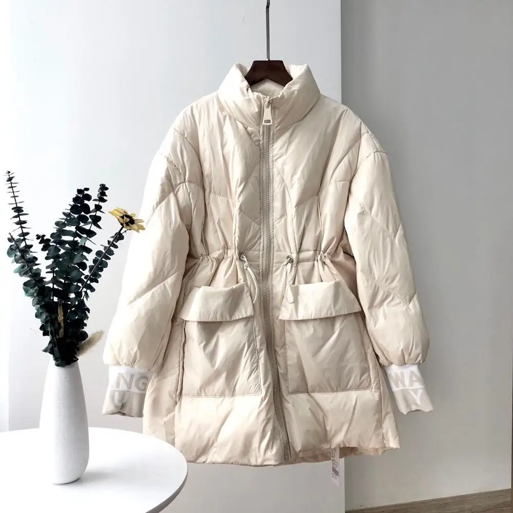 Блестящая блестящая яркая куртка на 90% белом утином пуху Женское пальто с