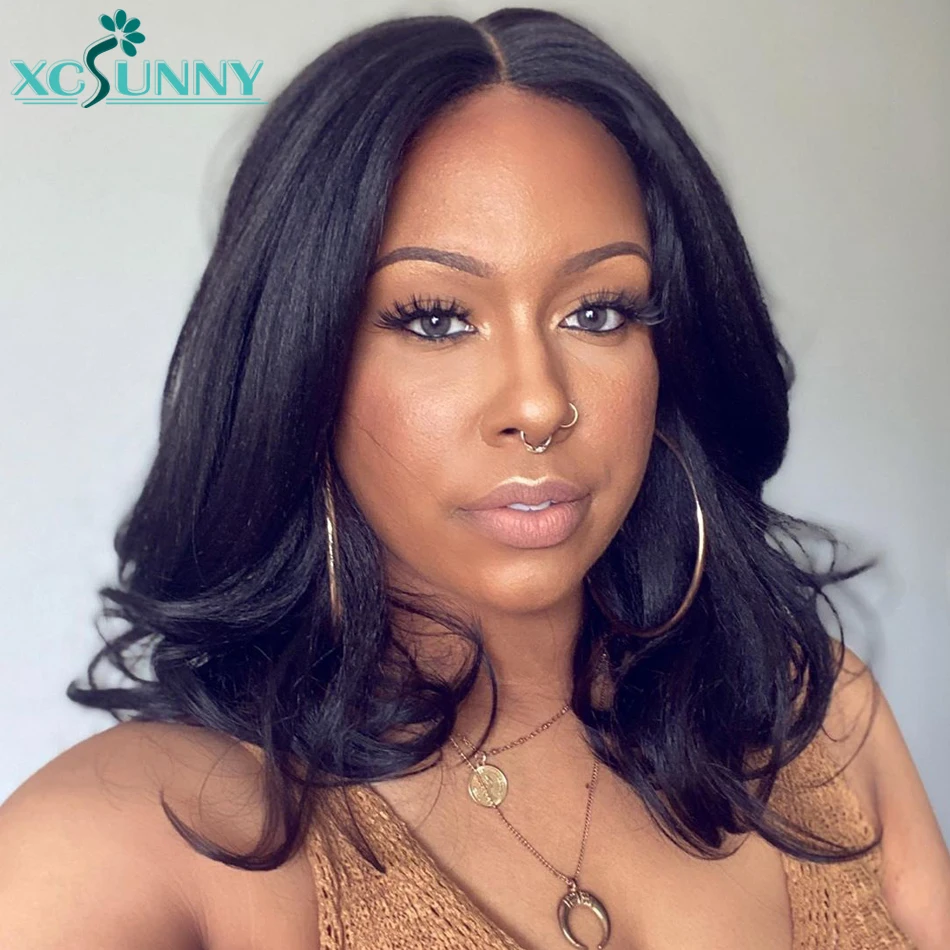 5x5 шелковая основа верхняя часть головы короткие натуральные волны парик Yaki из